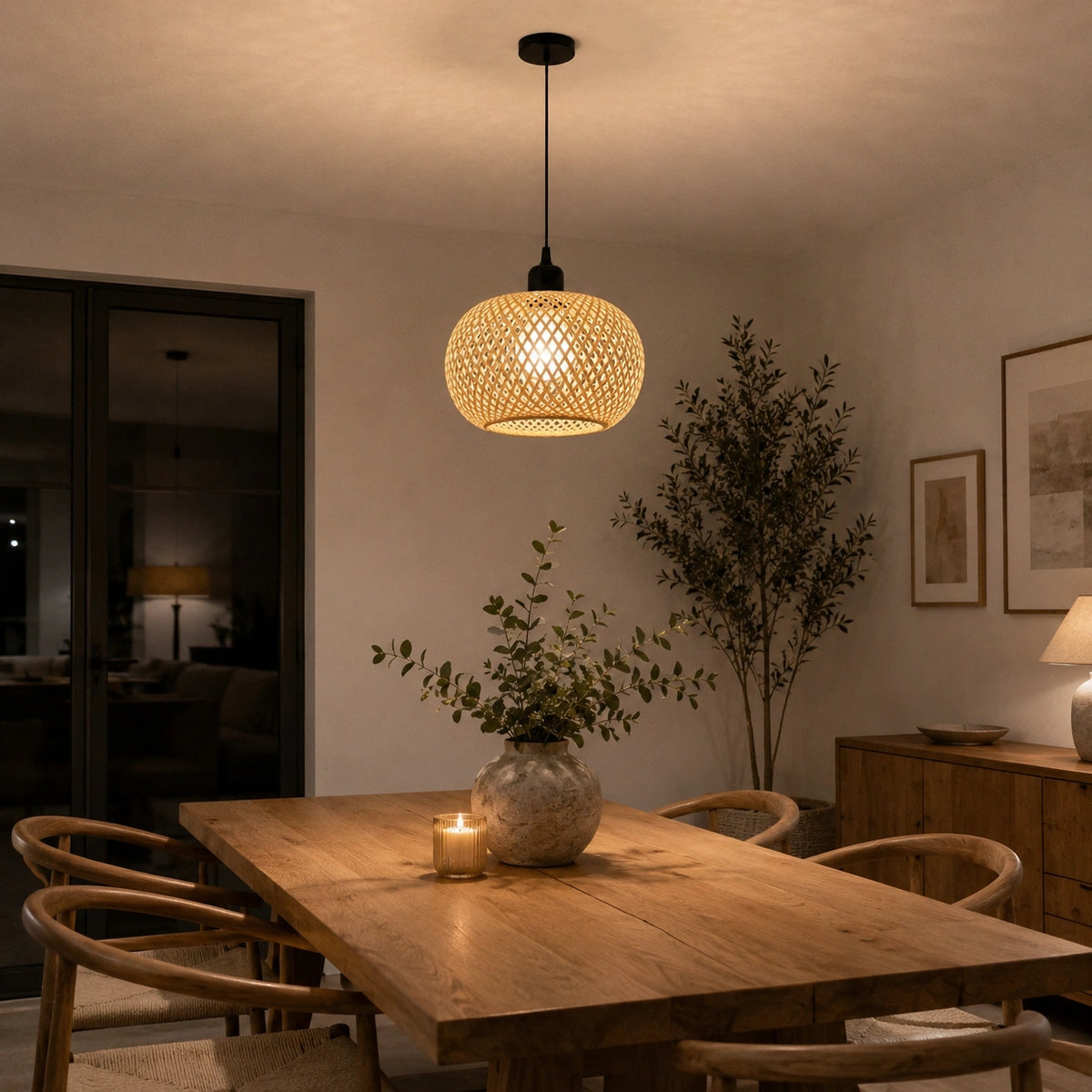 suspension bambou – lampe suspendue rotin artisanale