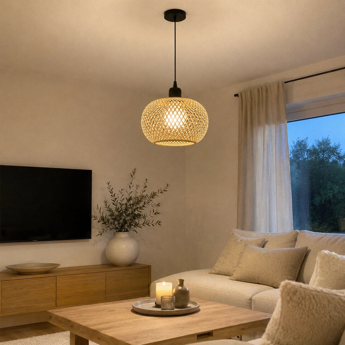 suspension bambou – lampe suspendue rotin artisanale