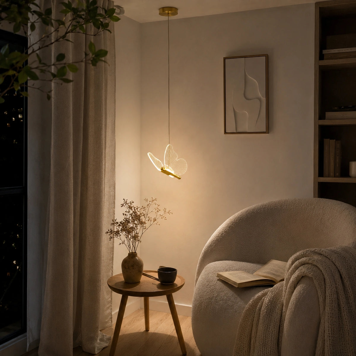 Lustre suspension LED papillon