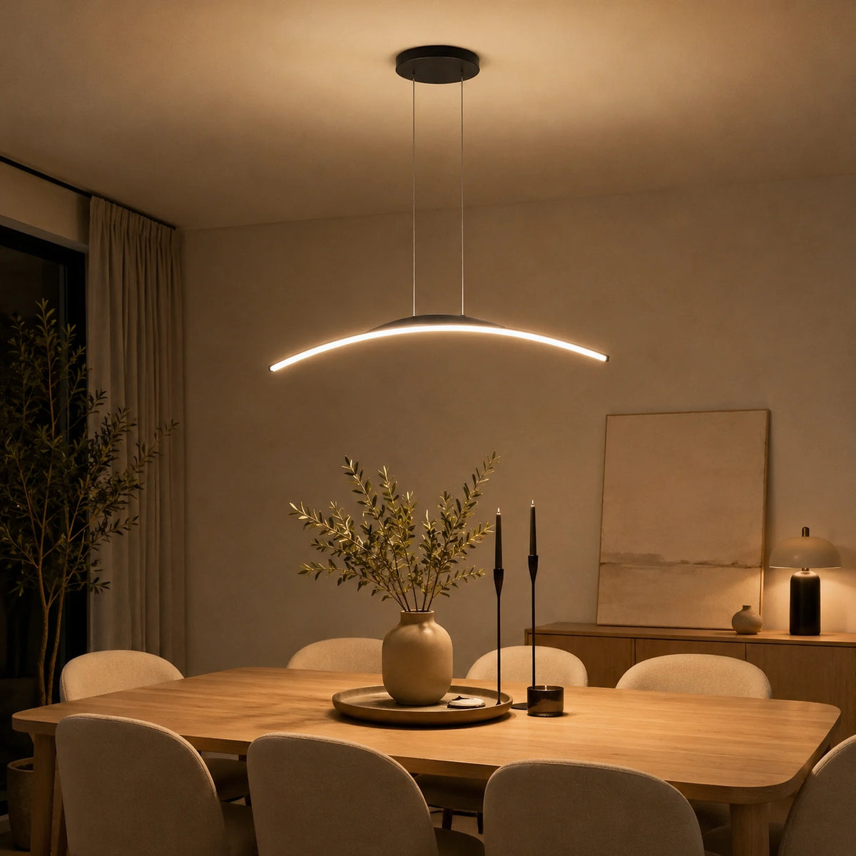 Lustre LED moderne noir –  design vague