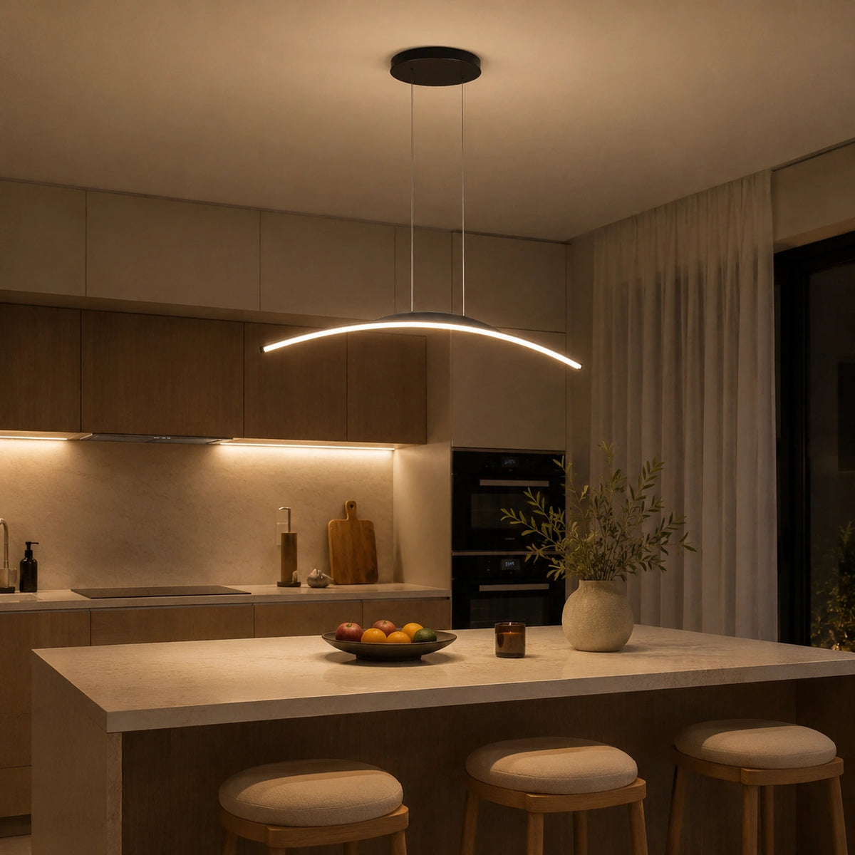 Lustre LED moderne noir –  design vague