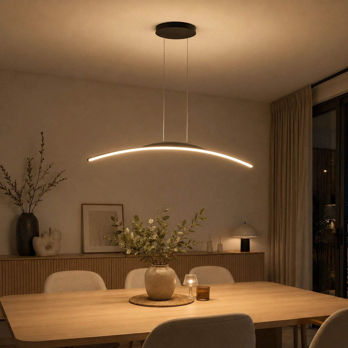 Lustre LED moderne noir –  design vague