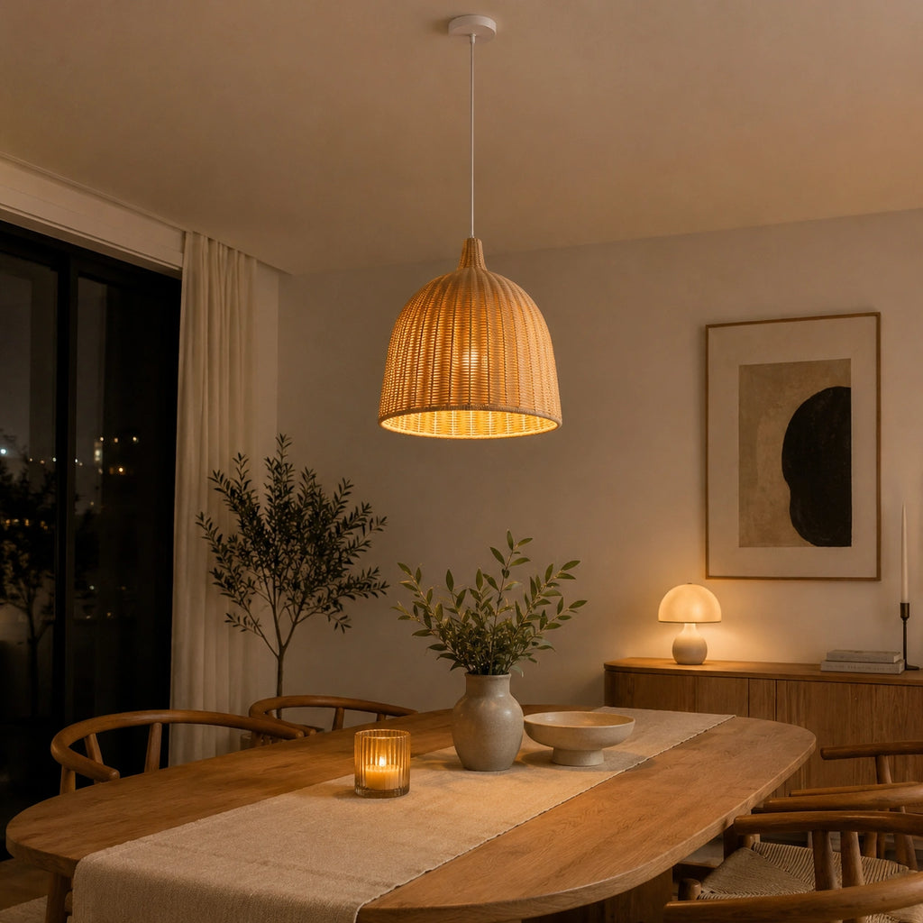 Lustre rotin bohème – artisanale rustique