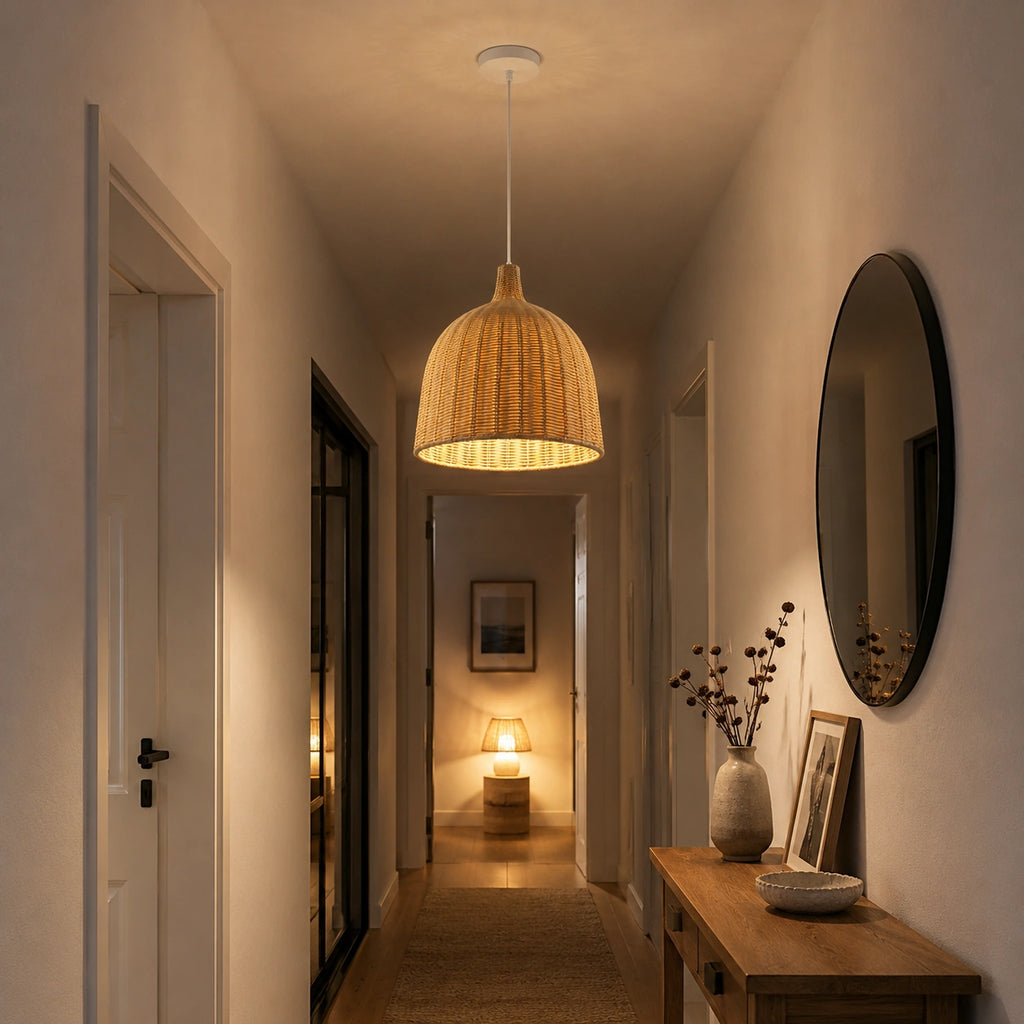 Lustre rotin bohème – artisanale rustique