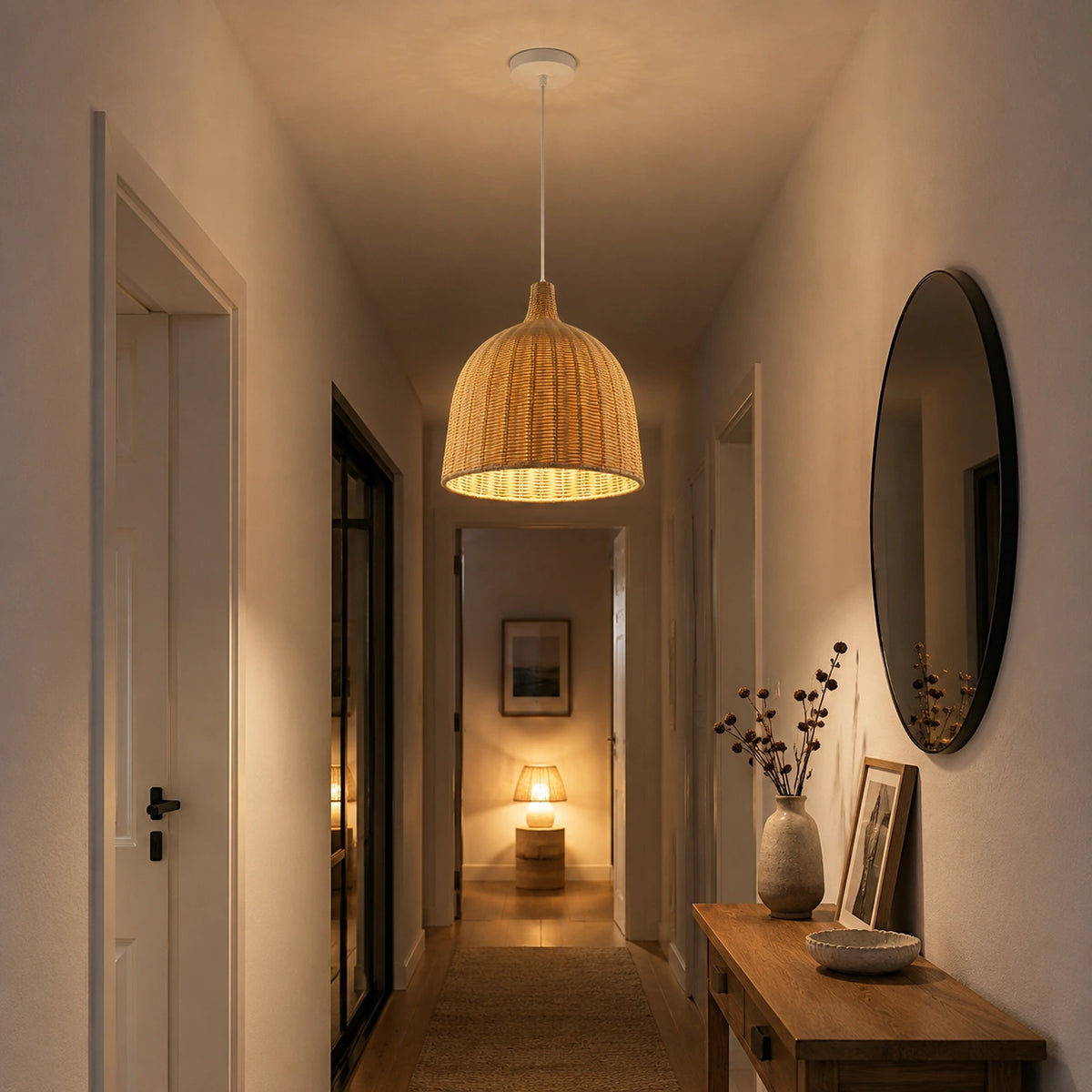 Lustre rotin bohème – artisanale rustique