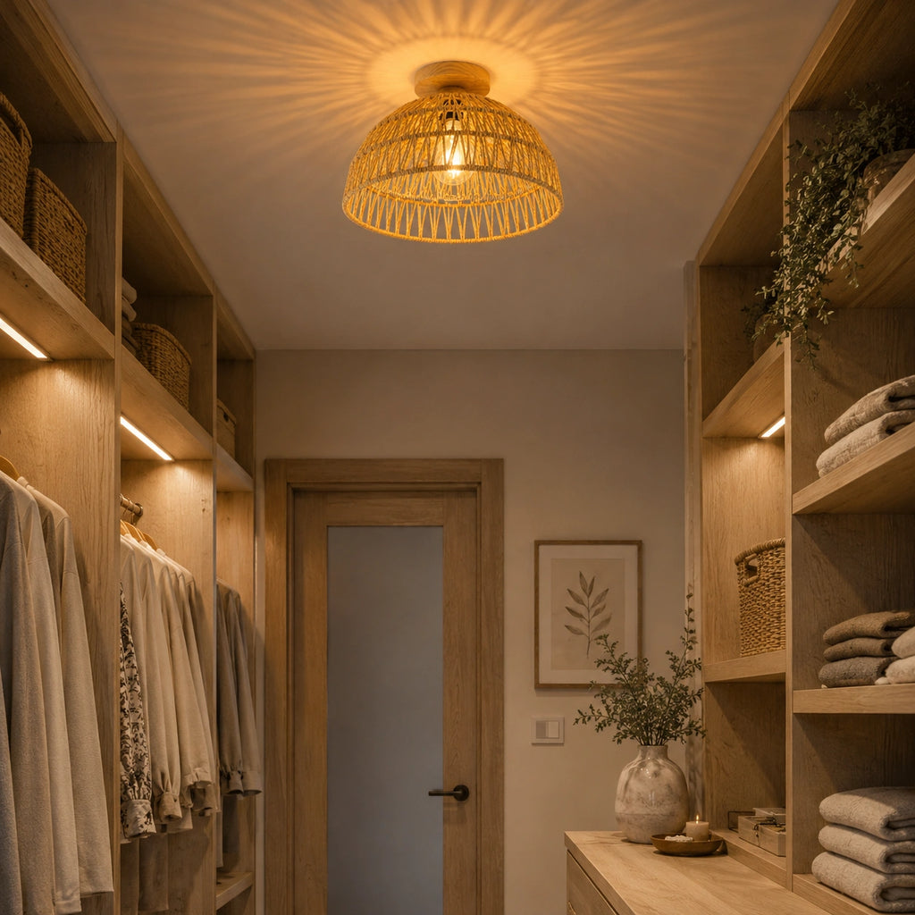 Plafonnier rotin - Artisanal vintage