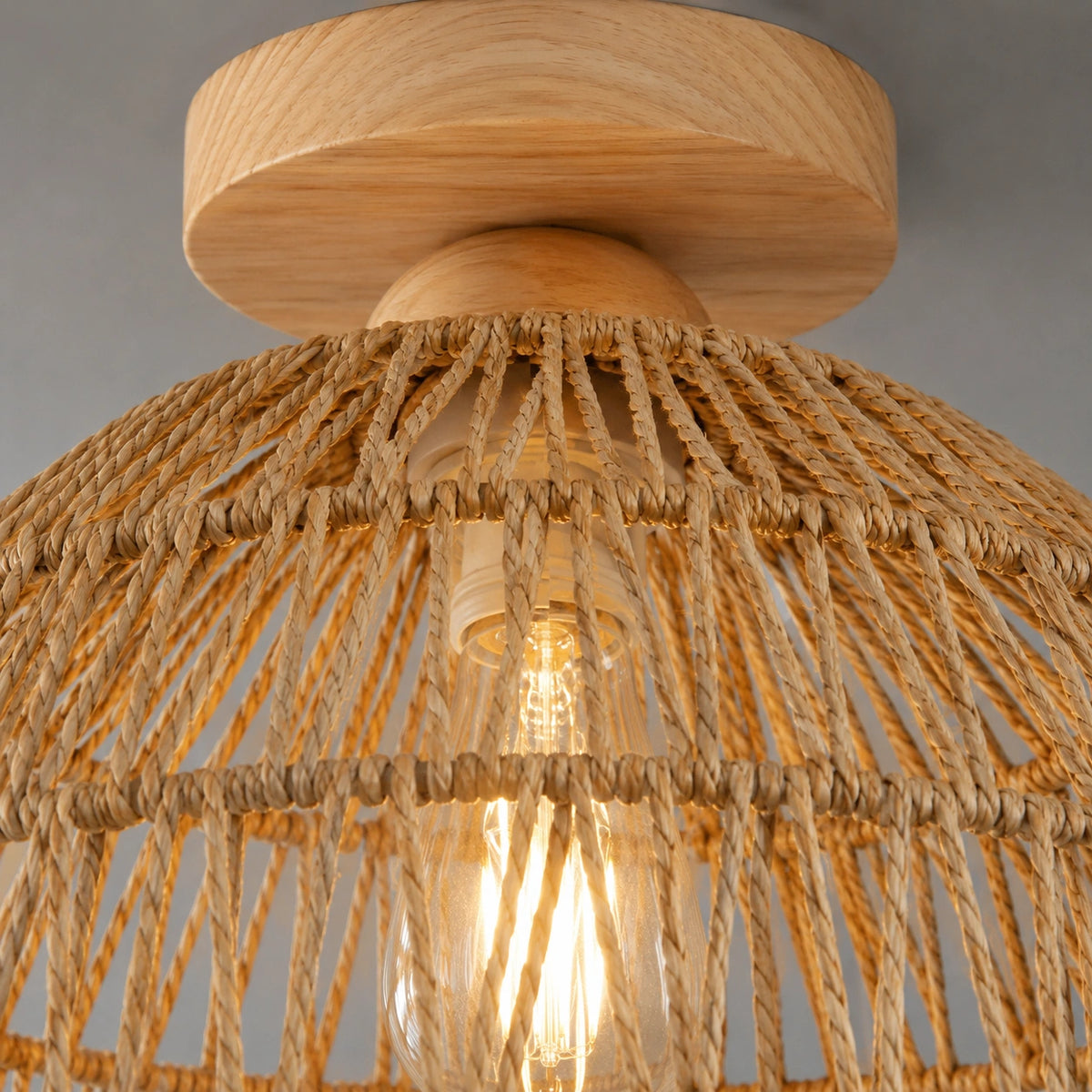 Plafonnier rotin - Artisanal vintage