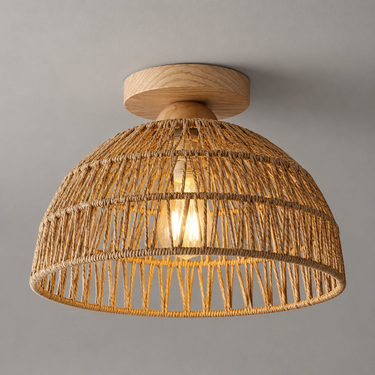 Plafonnier rotin - Artisanal vintage