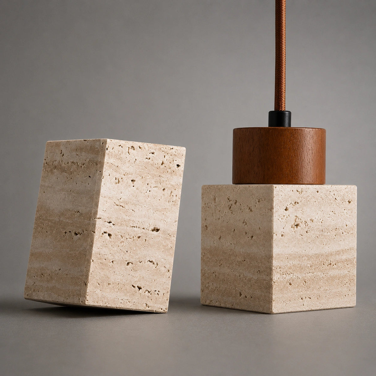 Suspension en pierre - bois acajou, Violy design