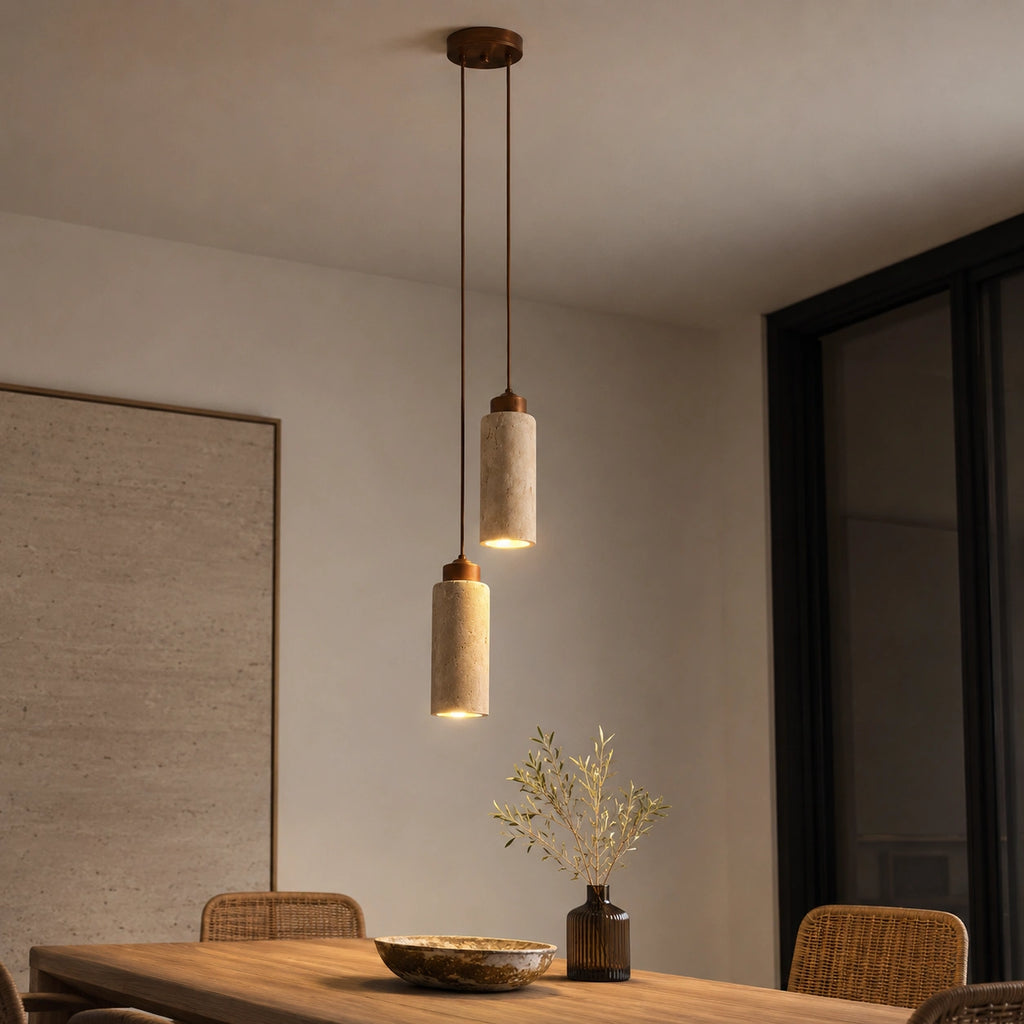 Suspension en pierre - bois acajou, Violy design