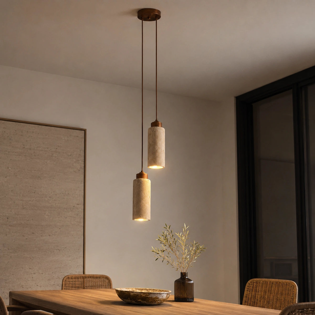 Suspension en pierre - bois acajou, Violy design