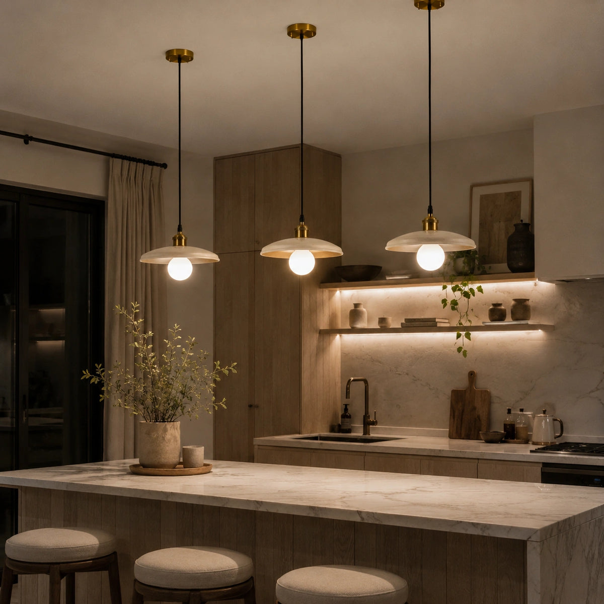 Lustre effet bois et doré | Elio