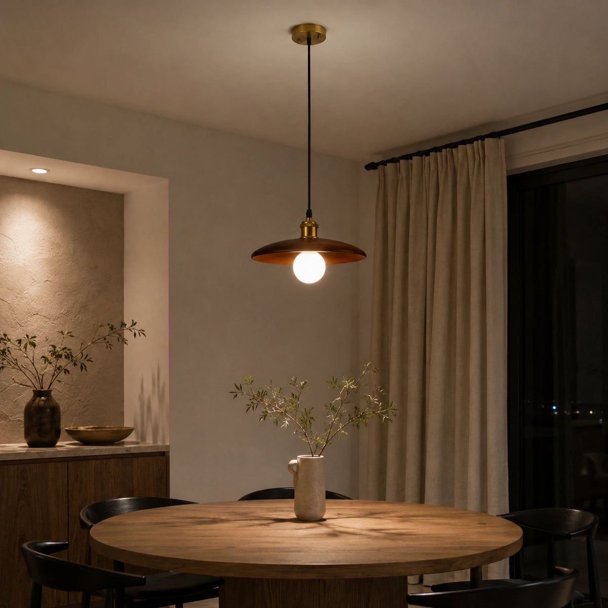 Lustre effet bois et doré | Elio