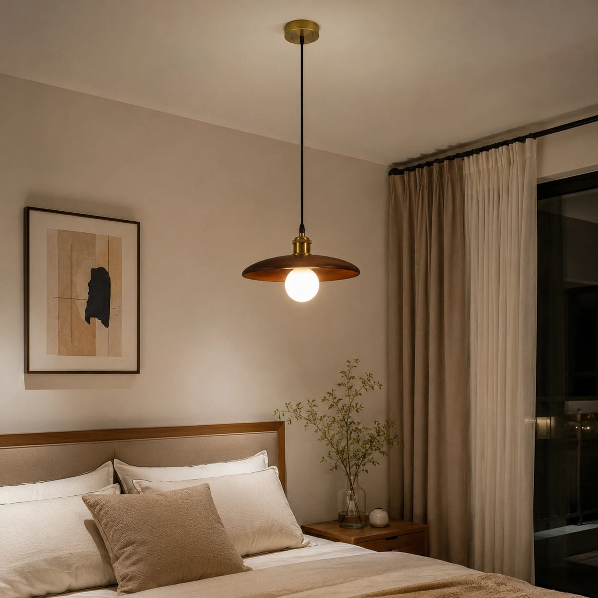 Lustre effet bois et doré | Elio