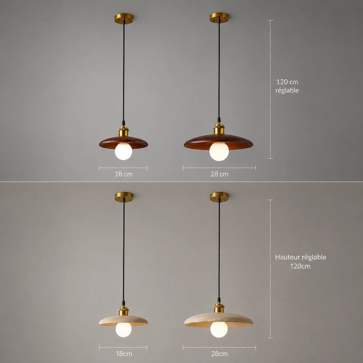 Lustre effet bois et doré | Elio