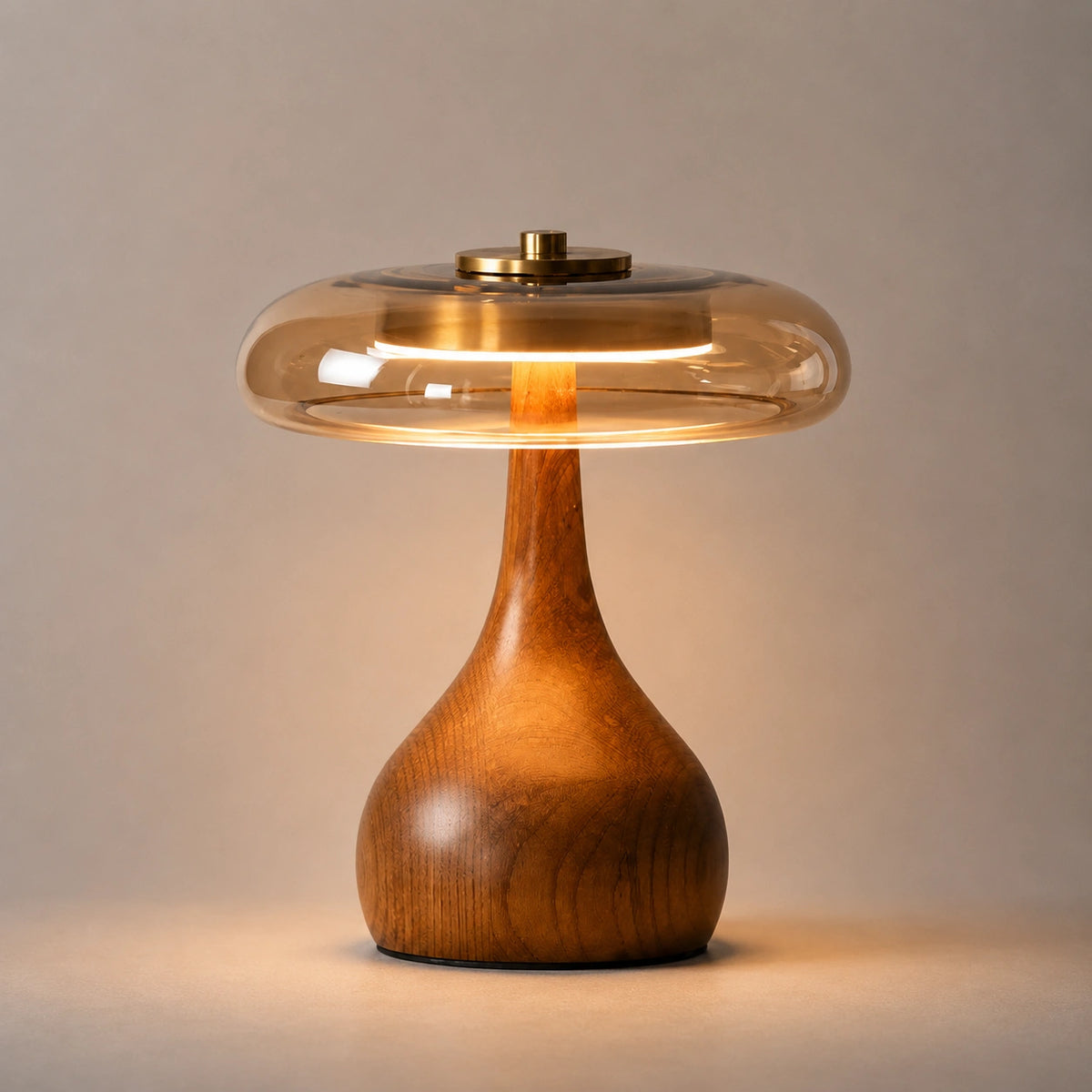 Lampe de Table Rétro Chic en Bois et Verre – Éclairage Décoratif