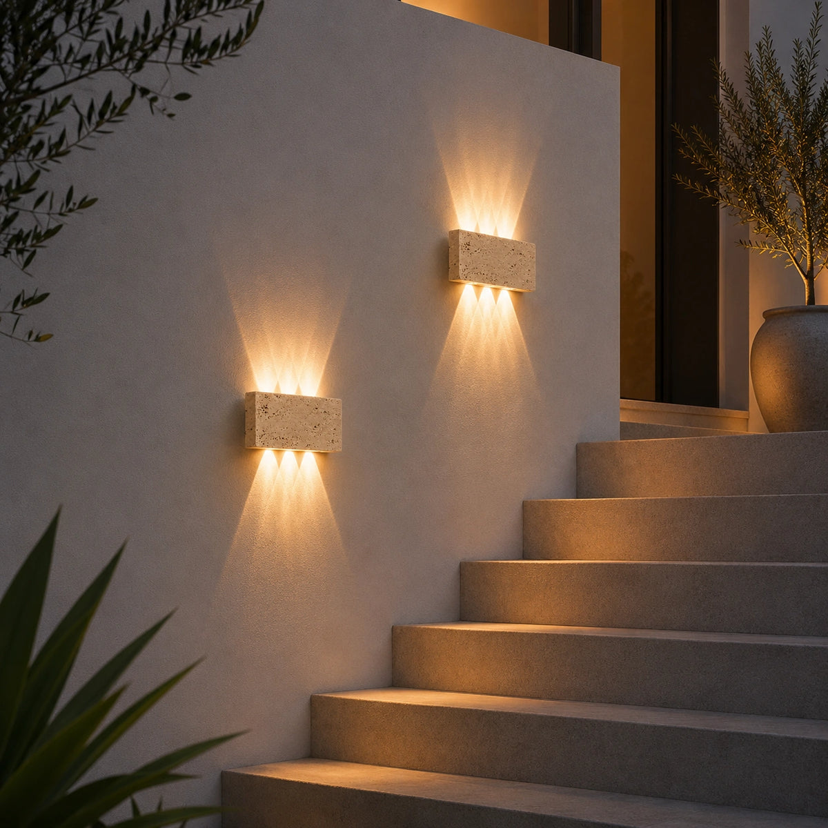Applique Extérieure Pierre Naturelle | LED Travertin Architectural