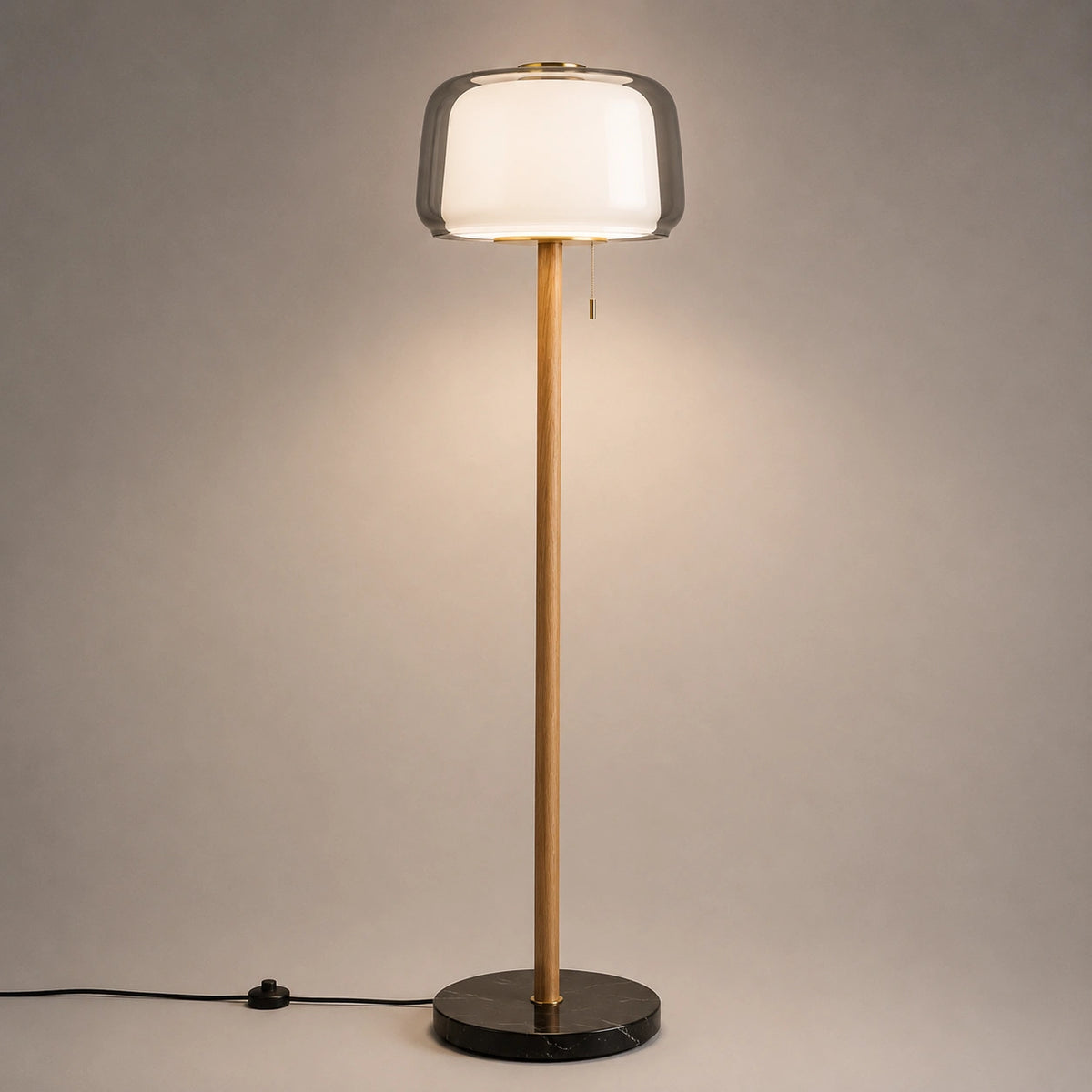 Lampadaire Moderne en Verre et Bois – Luminaire LED Décoratif⎥SORA