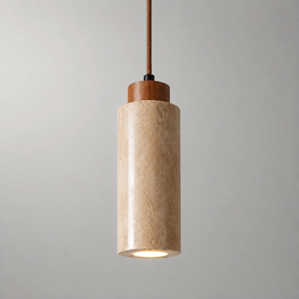 Suspension en pierre - bois acajou, Violy design