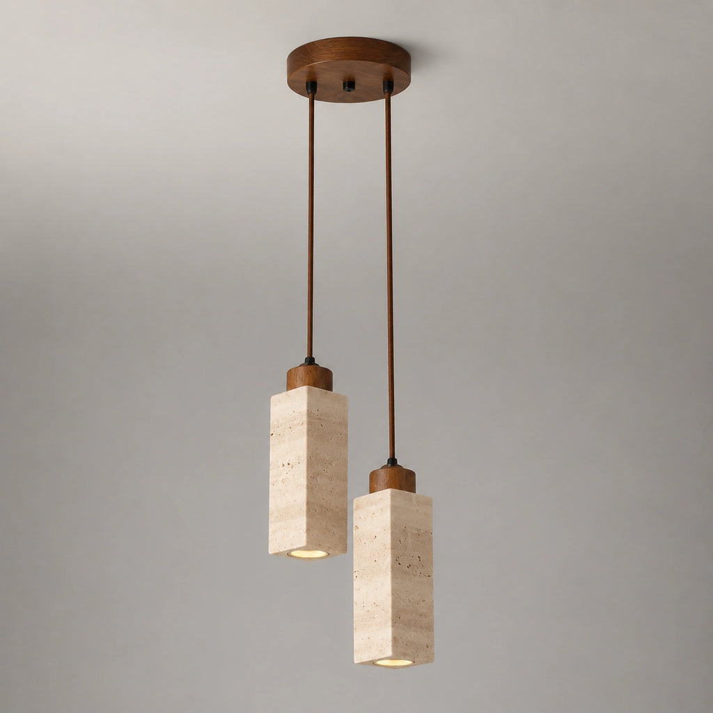 Suspension en pierre - bois acajou, Violy design