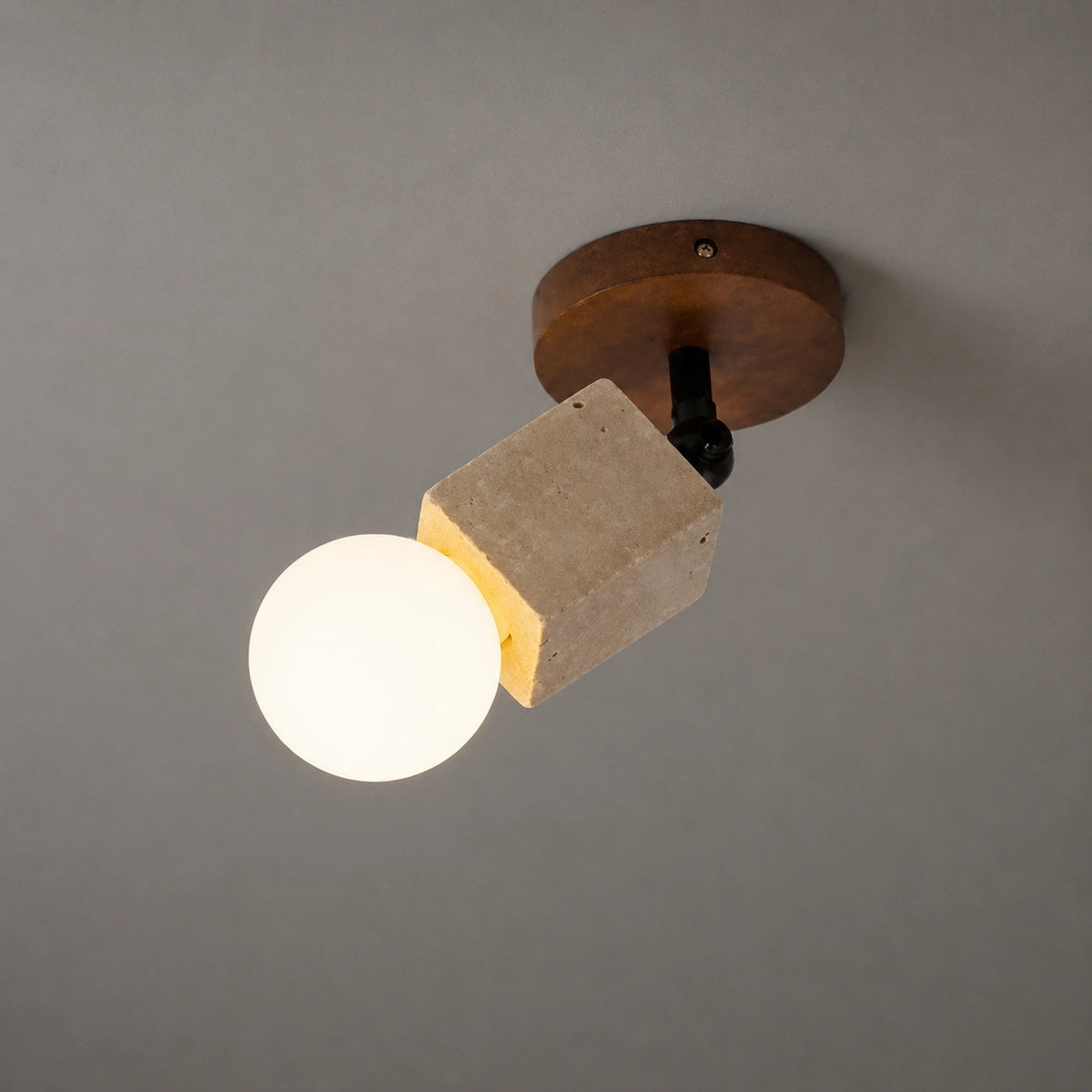 Plafonnier travertin Bois Acajou - Spot réglable