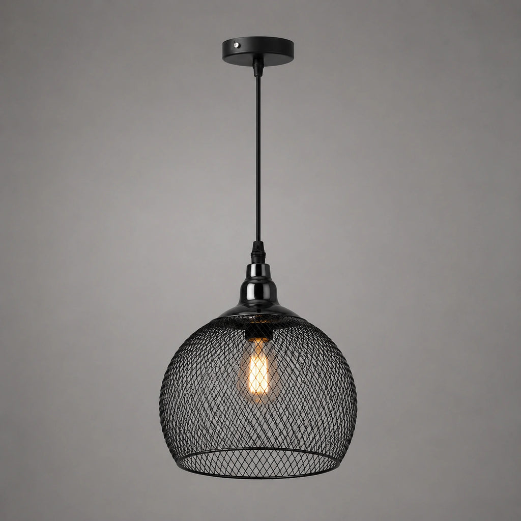 Lustre rond - grillagée dorée et noire