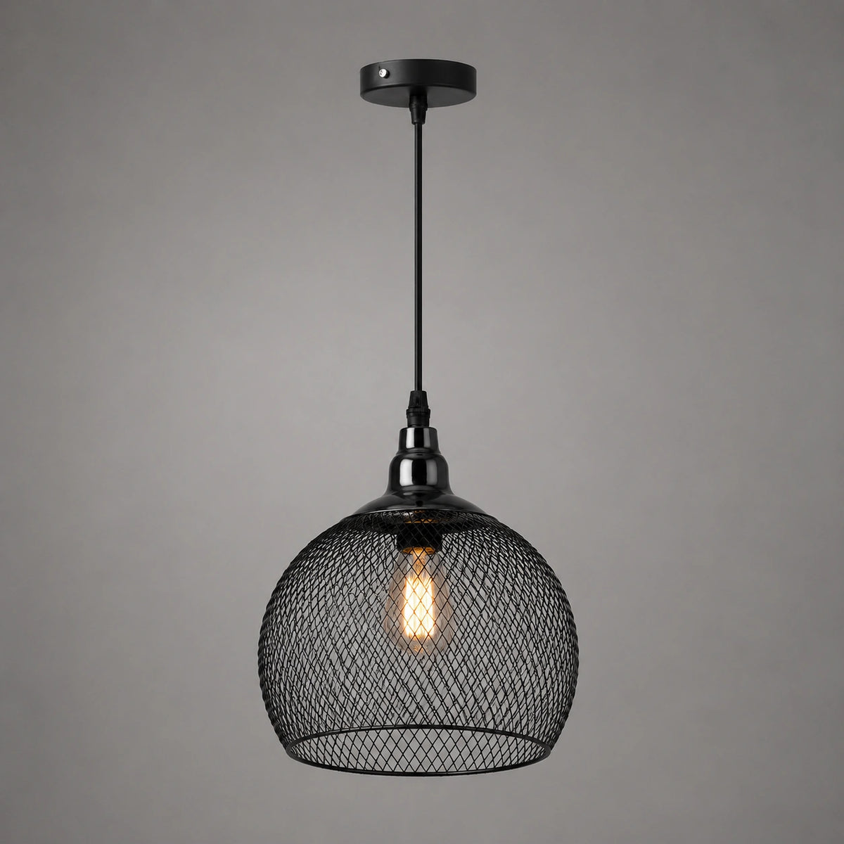 Lustre rond - grillagée dorée et noire