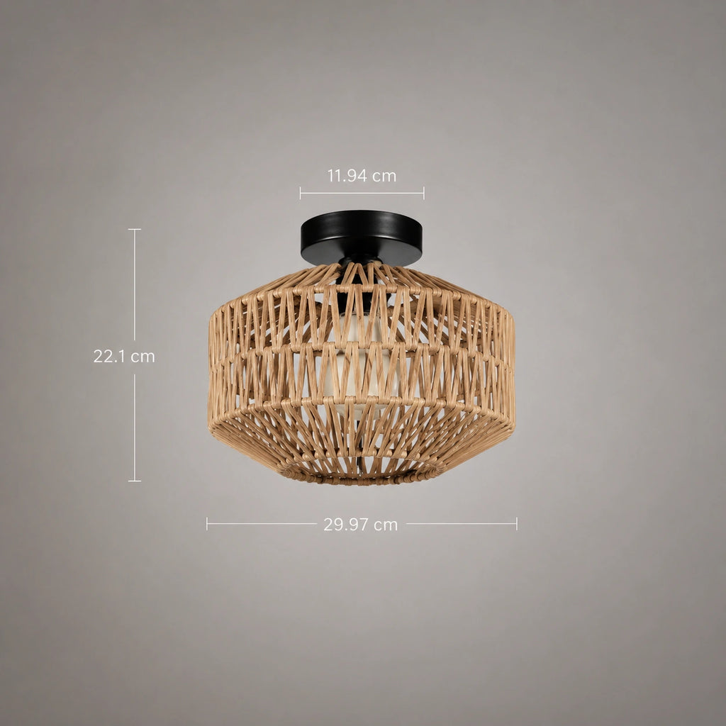 Lustre bambou naturel tressé – suspension artisanale en rotin pour salon