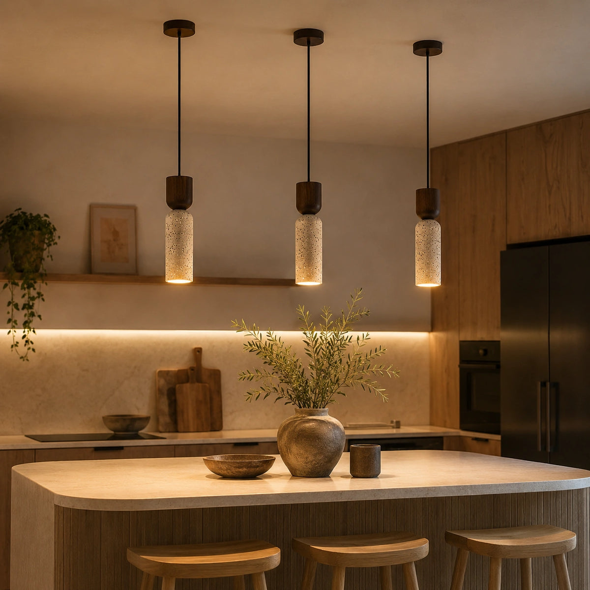 Lustre travertin, suspension simple | Noma