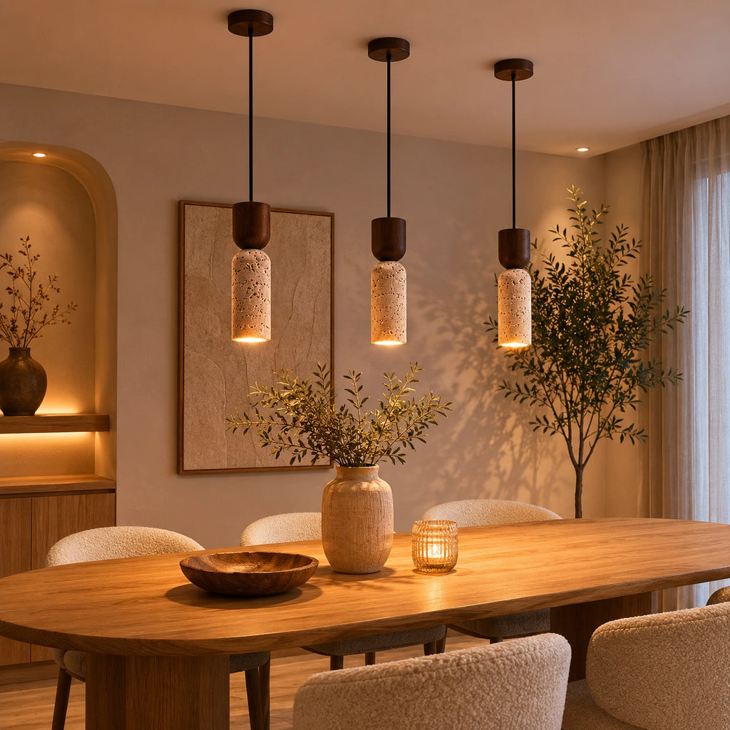 Lustre travertin, suspension simple | Noma