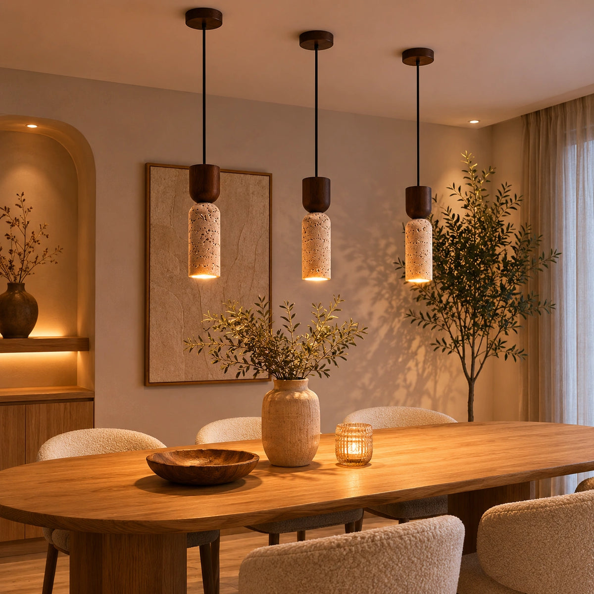 Lustre travertin, suspension simple | Noma