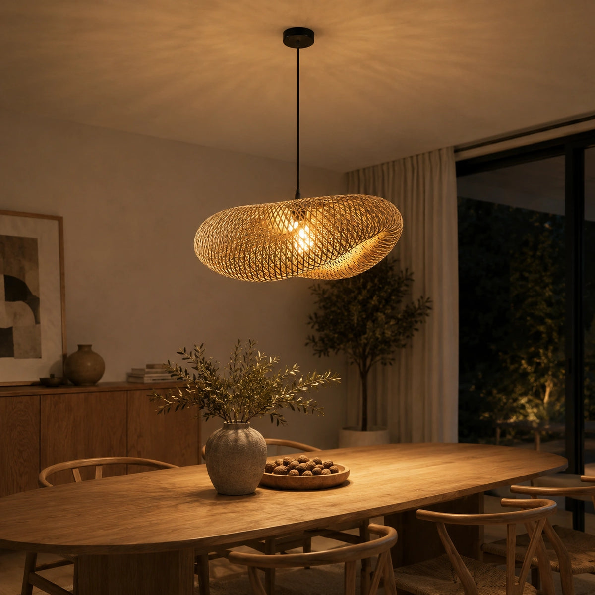 Lustre en rotin artisanal | Maya