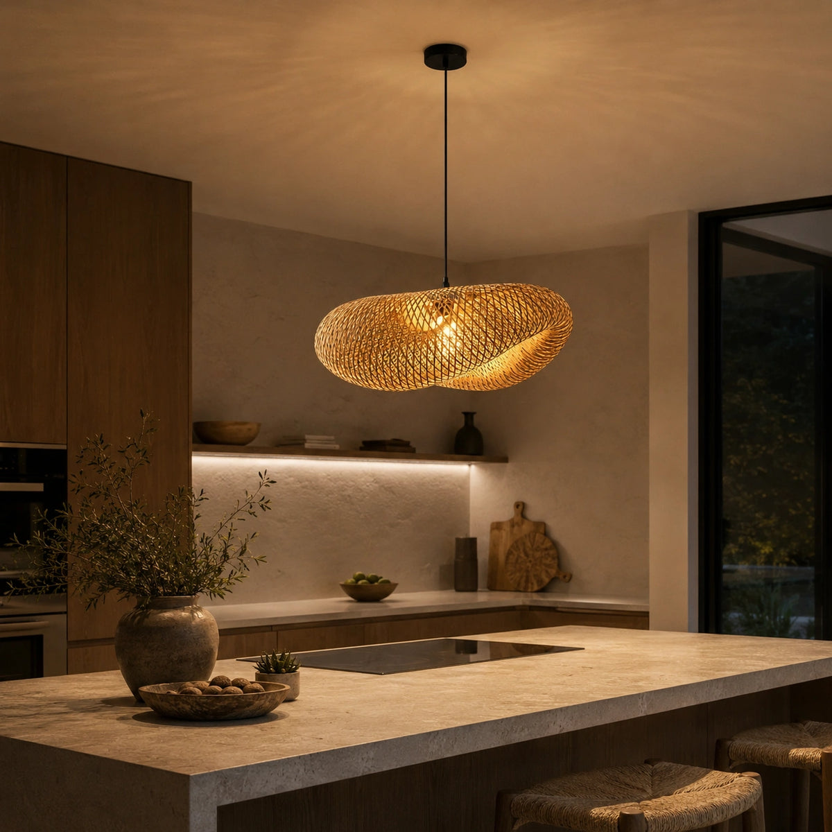 Lustre en rotin artisanal | Maya