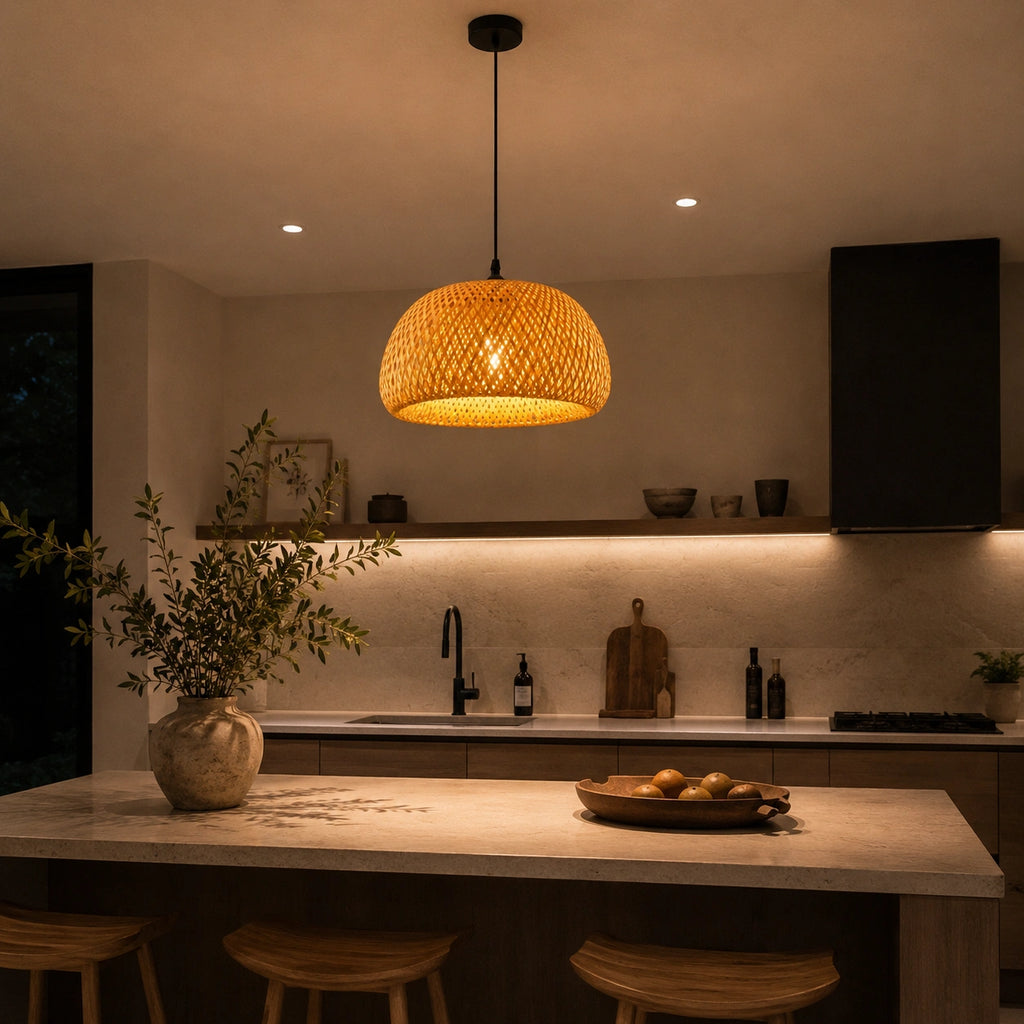 Lustre en rotin tressé artisanal | Naya
