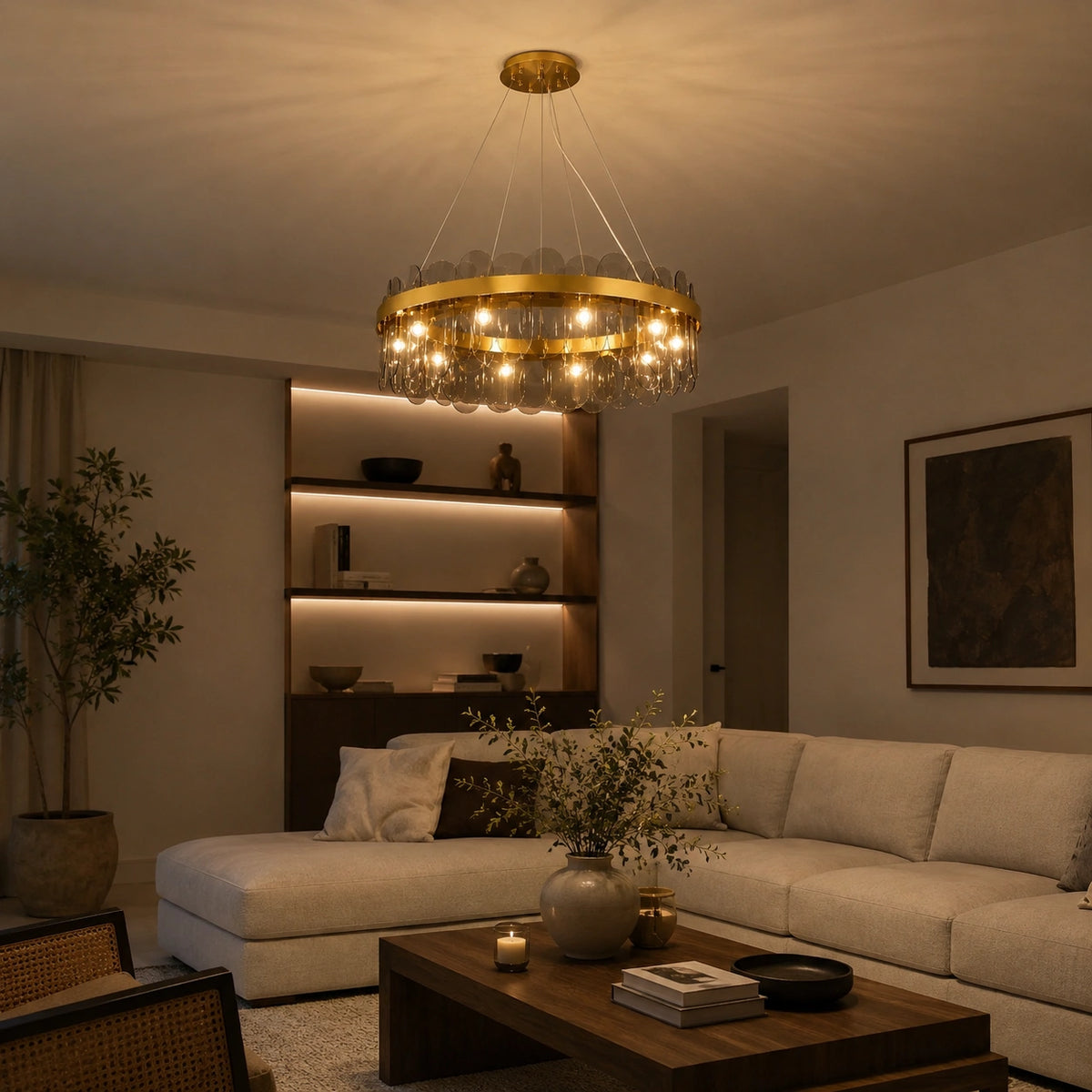Lustre de salon en verre | Isalys