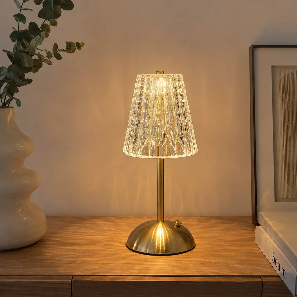 Lampe de Table Cristal Rechargeable – Éclairage LED Tactile à Intensité Variable - AURORA