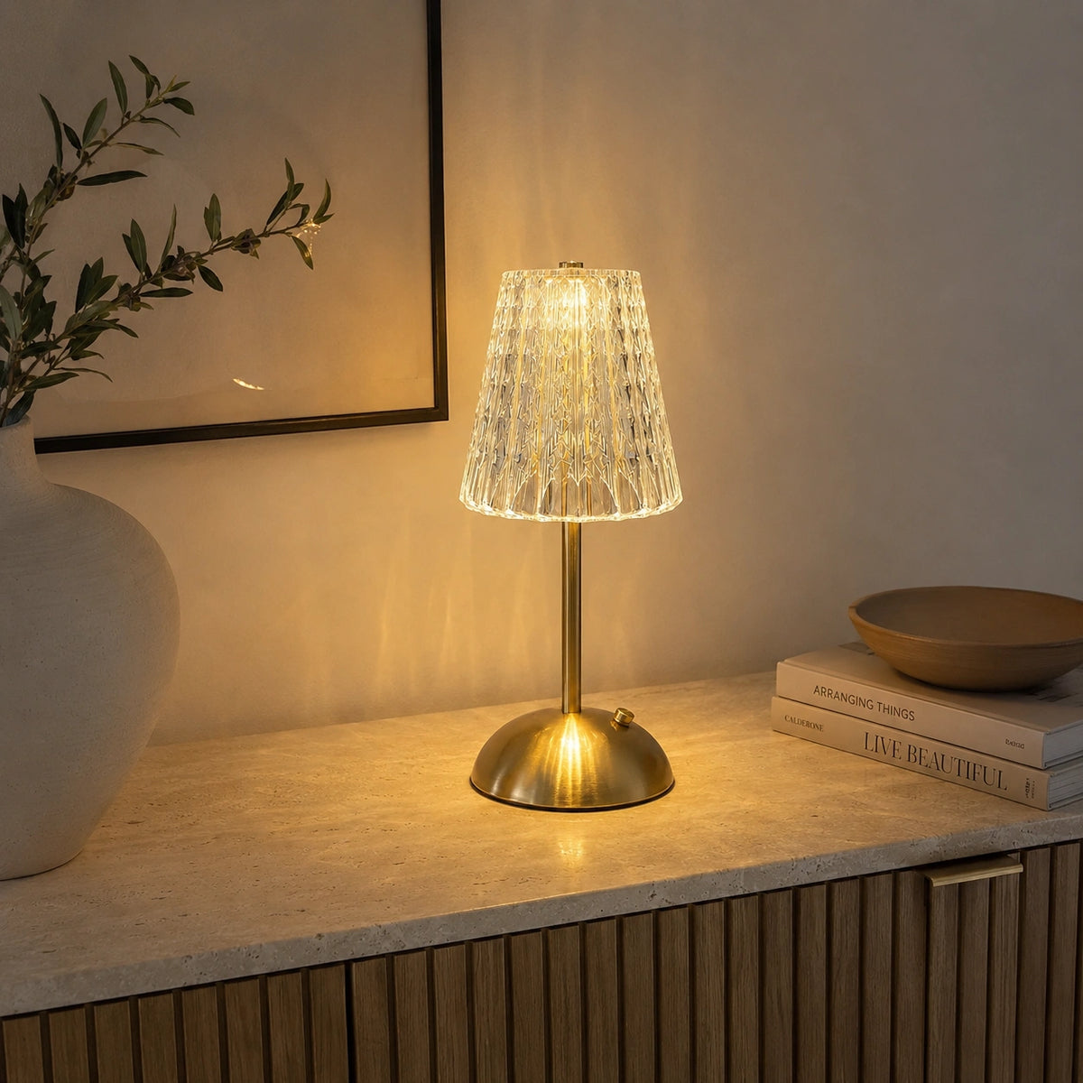 Lampe de Table Cristal Rechargeable – Éclairage LED Tactile à Intensité Variable - AURORA