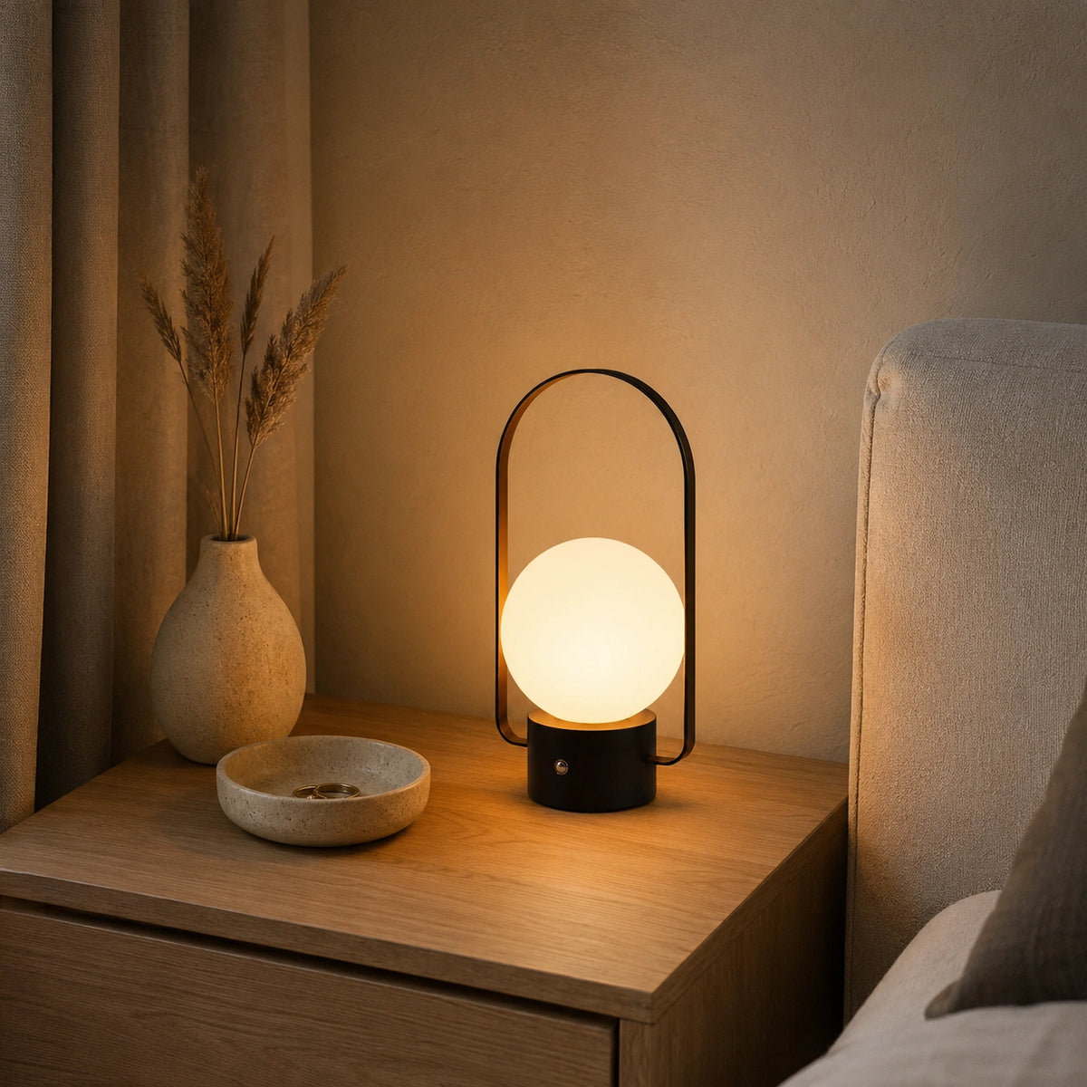 Lampe LED Rechargeable Sans Fil Noire – Éclairage Tactile Dimmable