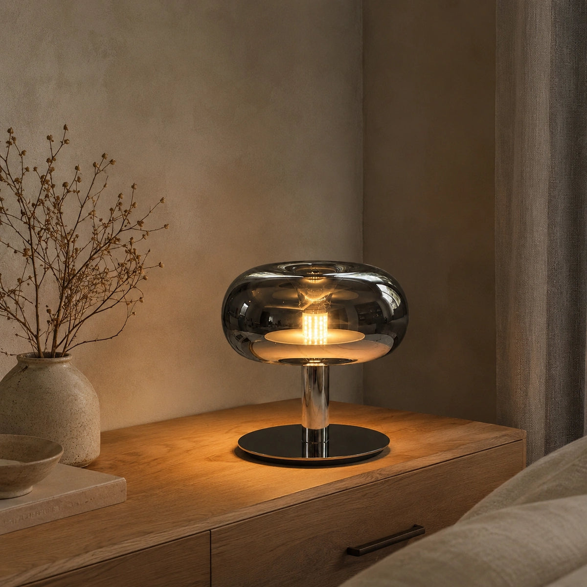 Lampe Champignon Méduse en Verre – Éclairage LED Dimmable au Design Italien