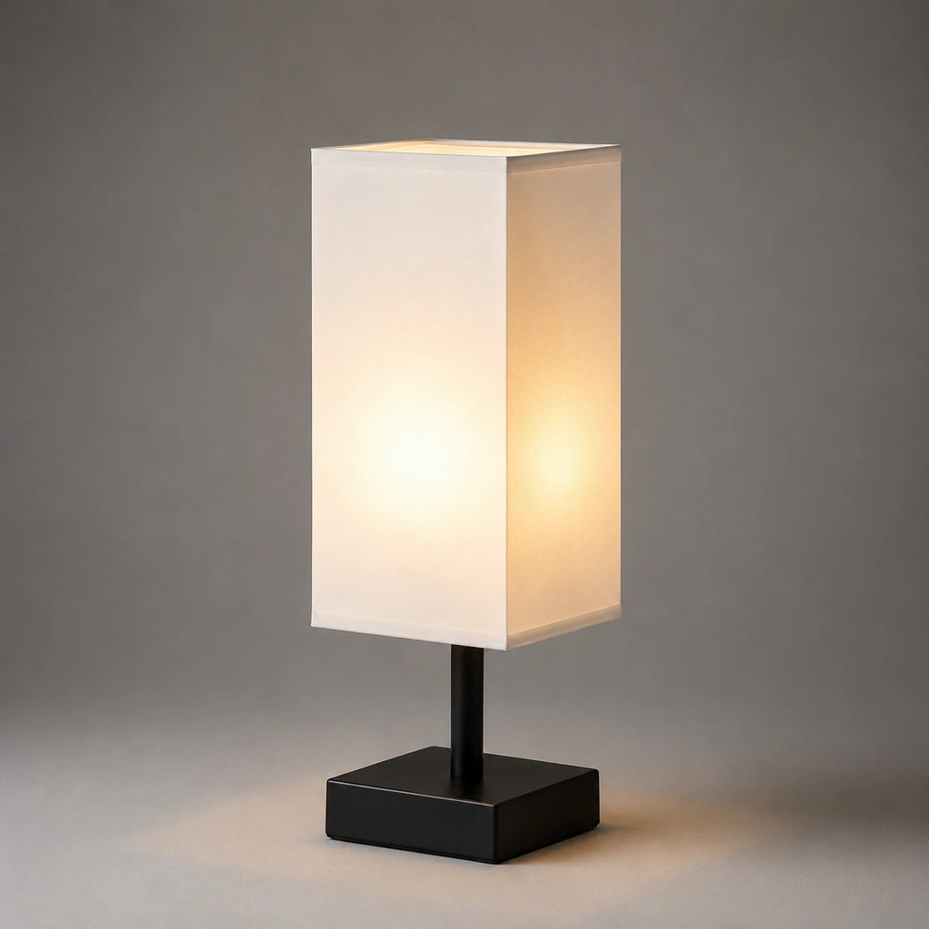 Lampe de Chevet Moderne en Tissu et Métal Noir – Éclairage LED Élégant - LINOR