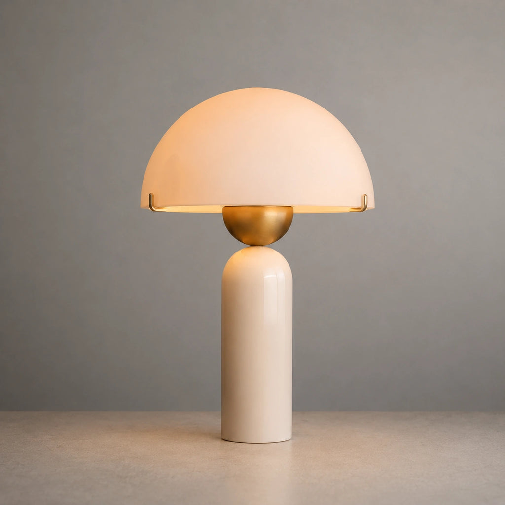 Lampe de Table Signature en Travertin Naturel et Verre – Élégance Minérale au Design Contemporain