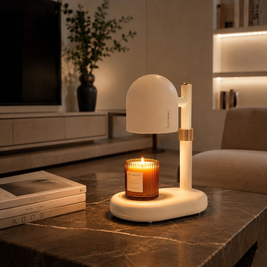 Lampe Chauffe-Bougie Électrique Dimmable – Chauffe Bougie Parfumée Sans Flamme avec Ampoule Halogène
