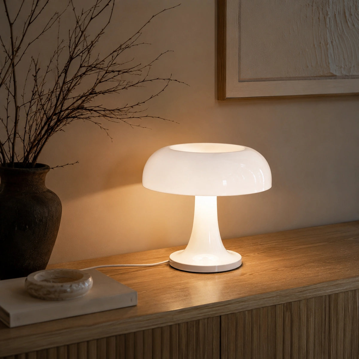 Lampe de Table Champignon Orange, Design Scandinave Moderne