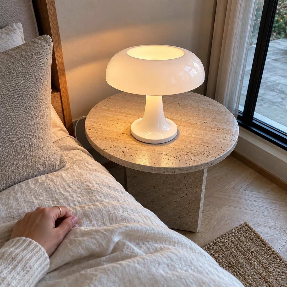 Lampe de Table Champignon Orange, Design Scandinave Moderne