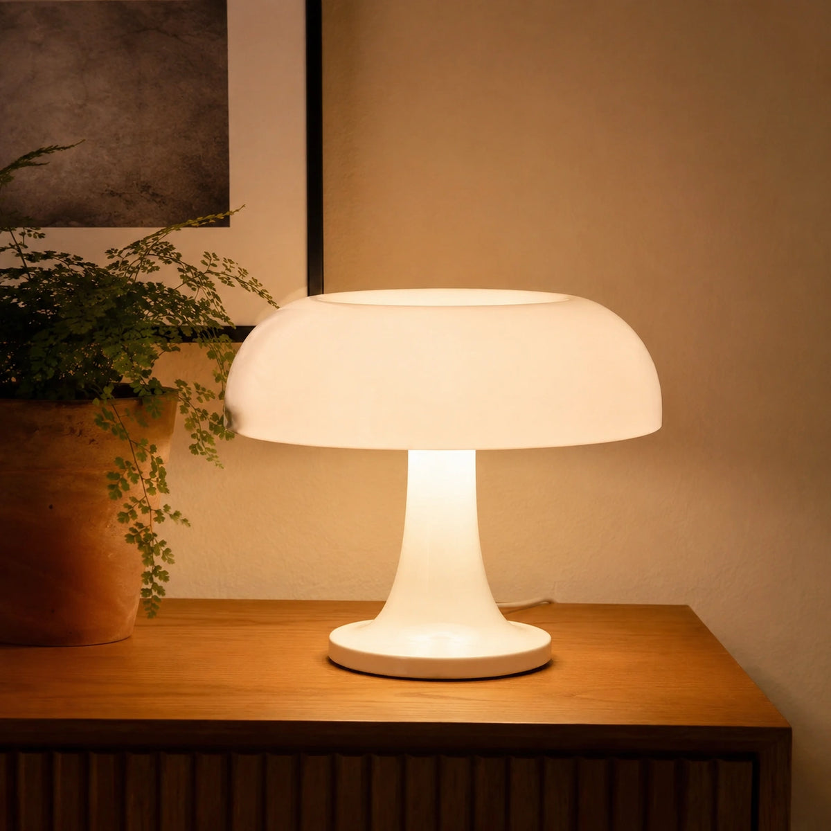 Lampe de Table Champignon Orange, Design Scandinave Moderne