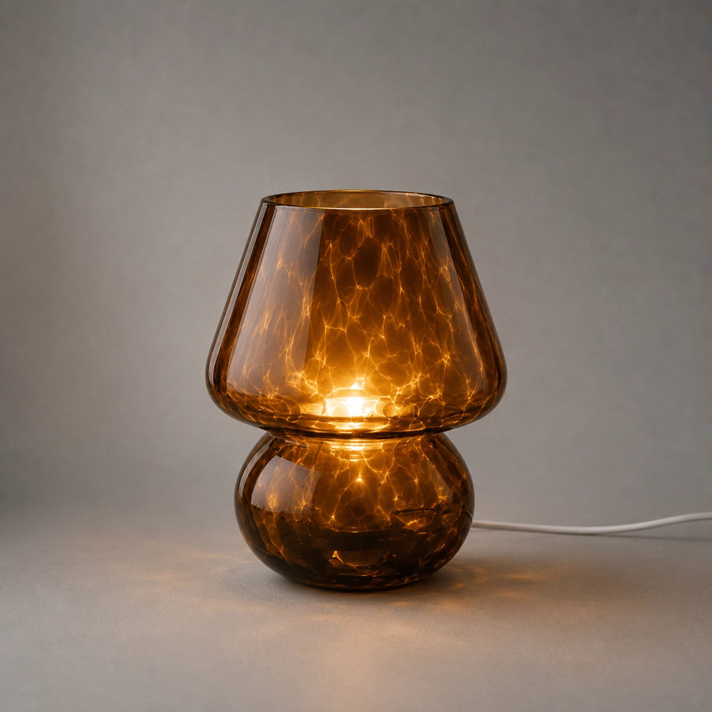 Lampe de Table Champignon en Verre Coloré – Lampe LED Tactile USB