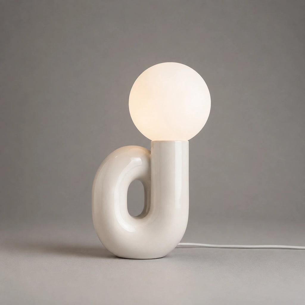 Lampe de Table en Verre Dépoli et Résine – Lampe Design Nordique