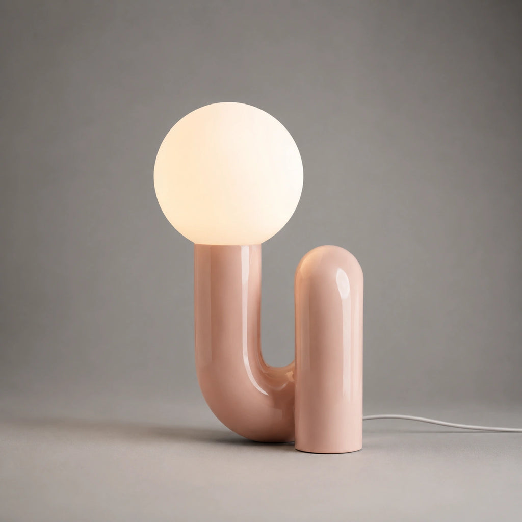 Lampe de Table en Verre Dépoli et Résine – Lampe Design Nordique
