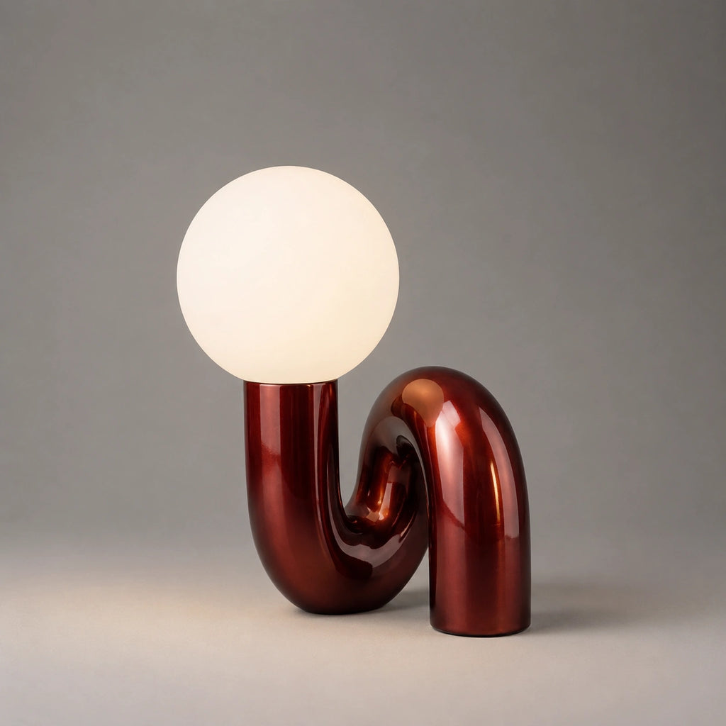 Lampe de Table en Verre Dépoli et Résine – Lampe Design Nordique