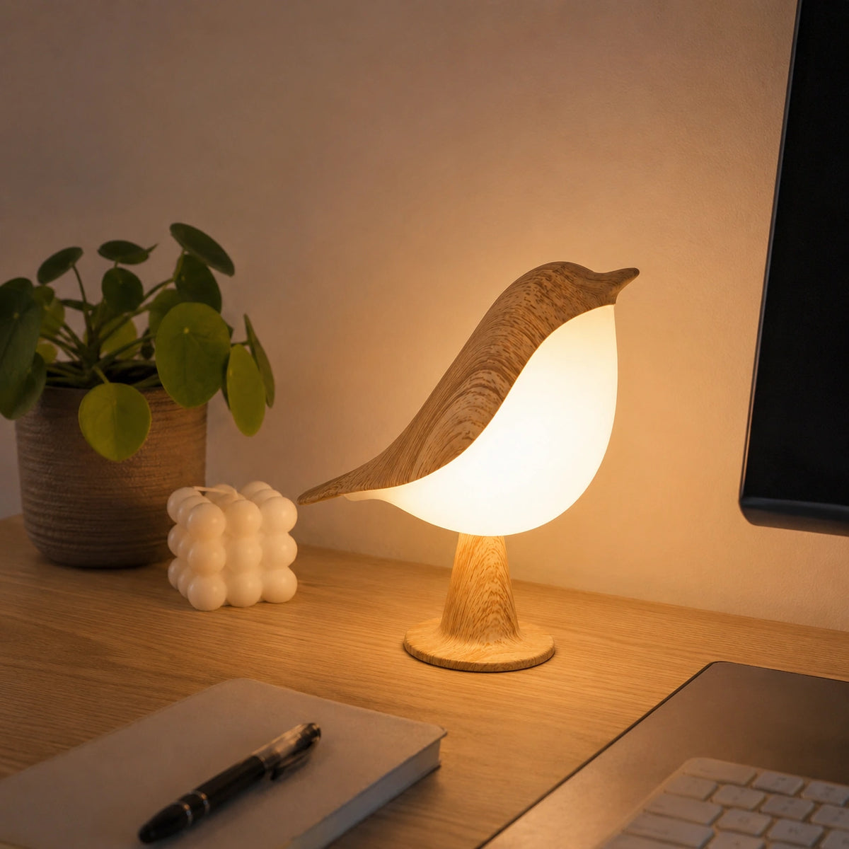 Lampe Oiseau LED Rechargeable Tactile – Veilleuse Design Art Déco à Intensité Réglable